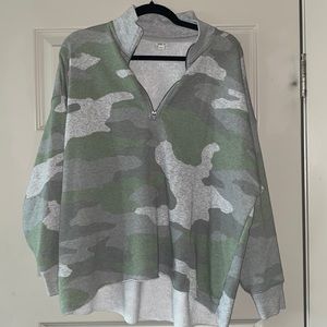 Aerie oversized half zip camo sweater size M